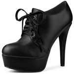 Allegra K Women's Platform Stiletto High Heel Ankle Booties Black 7 UK/Label Size 9 US