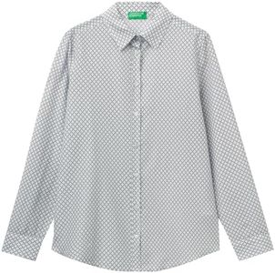 United Colors of Benetton Women's Shirt, Light Blue Striped 72e, L