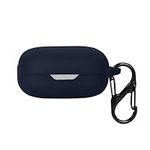 kwmobile Silicone Cover Compatible with JBL Wave Flex - Case Cover Stick-On Skin with Clip - Dark Blue