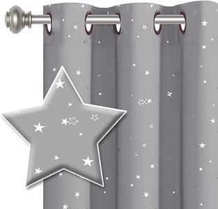 H.VERSAILTEX Blackout Star Curtains for Kids Room Boys Girls Twinkle Stars Thermal Insulated Cute Thick Soft Curtain Drapes, Grommet Top, 2 Panels Set, Each W132cm x D213cm, Grey/Silver