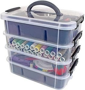 Multi-Compartment Stackable Craft Storage Organizer Box with Dividers - Plastic Hobby Art Organizer Storage Containers, Beads, Sewing Supplies, and Jewelry Making - Craft Organizers Container (Black)