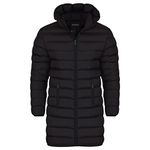 Spindle Mens Hooded Padded Long Puffer Coat Winter Longline Jacket