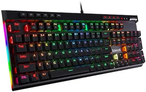 Redragon K580 VATA RGB LED Backlit Mechanical Gaming Keyboard with Macro Keys & Dedicated Media Controls, Hot-Swappable Socket, Onboard Macro Recording (Blue Switches)