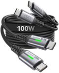 INIU USB C to USB C Charger Cable, 100W Fast Charging USB C Cable [2-Pack 1m] QC 4.0 PD 5A, Braided Phone Charger Type C Cable for Phone 15 iPad Air MacBook Pro 2020 Samsung S22 Huawei etc.