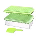 Ice Cube Tray with Lid and Bin for Freezer, Easy Release 55 Nugget Ice Tray with Cover, Storage Container, Scoop. Perfect Small Ice Cube Maker Tray & Mold. Flexable Durable Plastic, BPA Free