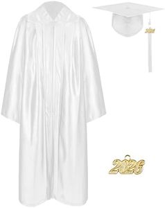 Mukum Matte Graduation Cap and Gown 2029 Set with Tassel Graduation for High School College Bachelor Off-White