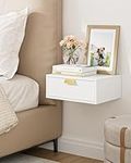 Aobafuir Floating Nightstand Shelf with Drawer, Small Modern Wall Mounted Nightstand, Shelves for Bedroom, White Stripe, HZ1331