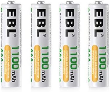 EBL 4 Pack AAA Rechargeable Batteries 1100mAh High Capacity 1.2V Ni-MH AAA Battery (Battery Case Included)