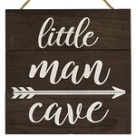 HAMUIERS Little Man Cave Sign, Woodland Nursery Decor for Boys, Rustic Wood Toddler Room Wall Decor Hanging Sign for Kids Bedroom Decor