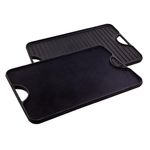 Victoria Rectangular Cast Iron Griddle. Double Burner Griddle, 20 x 14 Inch, Seasoned with 100% Kosher Certified Non-GMO Flaxseed Oil