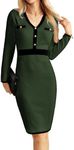 GRACE KARIN Church Dresses for Women 2024 V Neck Sweater Dress Casual Pullover Dresses Amy Green S