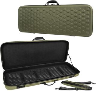 GRITR 42" Double Tactical Gun Case for Rifles & Shooting Accessories, Scoped Rifle EVA Case w/Durable Foam Insert, Lockable Zippers, 3-Mag Caddy, Zippered Pouch & Adjustable Shoulder Strap, Green