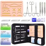 Suture Practice Kit, WELLiSH Suturing Training Kit Include Durable Silicone Suturing Pad with17 Pre-Cut Wounds, Total 19 Practice Tools (Education Use Only)