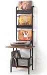 Vinyl Record Storage Record Player Stand with Vinyl Storage Record Player Cabinet up to 200 Albums Turntable Stand with Record Holder Vinyl Display Shelf, Record Player Table Vinyl Wall Mount Black