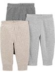 Simple Joys by Carter's Baby 3-Pack Thermal Pants, Neutral/Heather, 12 Months