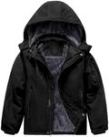 Arssm Boy's Waterproof Ski Jacket Kids Fleece Lined Warm Winter Snow Coat Thick Hooded Snowboard Jackets(Black-10-12Y)