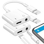 [Apple MFi Certified] 2 Pack Lightning to 3.5mm AUX Audio + Charger Splitter, iPhone 3.5mm Headphones Jack Aux Audio Dongle Adapter for iPhone 14/13/12/11/XS/XR/X 8/iPad, Support All iOS System