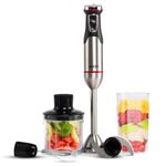 AGARO Royal Hand Blender & Chopper, 1500W Copper Motor, 2 Modes & 20 adjustable Speed, Chopping, Mixing, Puree, Stainless Steel Blades(Black).