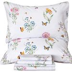 QSH Queen’s House Floral Butterfly Sheets Sets Egyptian Cotton Printed Deep Pocket Bed Sheet Set —King Size,Sheet I