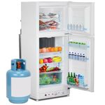 SMETA Gas Fridge Freezer 185L, 2-Way 240V/Propane for Caravan, Campervan, Garage, Motorhome - White, 46L Freezer + 129L Fridge
