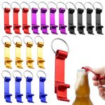 20 Pcs Aluminium Keyring Bottle Opener, Bar Keyring Bottle Openers, DIY Beer Bottle Opener with Keychain 5 Colors