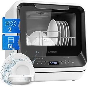 Klarstein Amazonia Mini Geschirrspüler, Spülmaschine mit Platz für 2 Maßgedecke, 6 Programme, 5 L Wasser benötigt, LED-Display, Touch, Tischgeschirrspüler inkl. Zubehör, schwarz