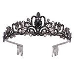 Halloween Tiara Crowns for Women Tiaras for Girls Princess Crown for Birthday Halloween Costume Bride Wedding Queen (Black)