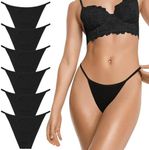 LEVAO Cotton Underwear for Women-String Bikini Panties-Sexy Cheeky Panties-6 Pack Plus Size Black Panty