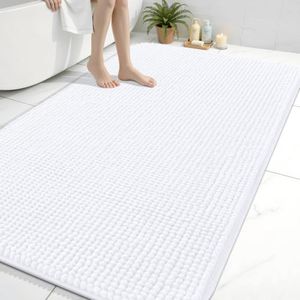 Arotive Bathroom Rugs 70" x 46", Ultra Soft Absorbent Chenille Bath Rugs, Rubber Backing, Machine Washable Bath Mats for Bathroom Floor, Tub and Shower, Home Decor Accessories, White