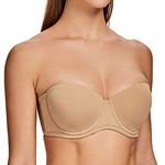 MELENECA Women's Underwire Strapless Bras for Bigger Bust Back Smoothing Plus Size Almond 34DD