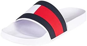 Tommy Hilfiger Men's Rubber Flag Pool Slide, White, EU 41/US 8