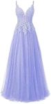 Vantexi Women's Tulle Lace Long Sweet 16 Ball Gown Formal Prom Quinceanera Dresses Lavender Size 24