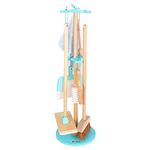 SOKA Wooden Toy Cleaning Kit Pretend Play Household Toy Set Includes Dustpan Broom Mop Brush Tool Kit Hanging Design Playhouse Games for Kids Toddlers Children Little Girls Boys Ages 3 year old +