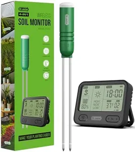 Dr.meter 4-in-1 Soil Moisture Meter, 300ft Wireless Soil Tester Sensor, Temperature/Light/Time/Soil Hygrometer Monitor with Digital LCD Display for Indoor Outdoor Plants, Garden, Lawn, Gardening Gifts