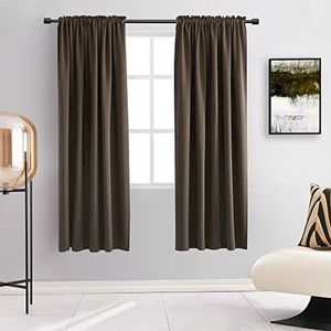 DONREN Chocolate Brown Blackout Curtains Rod Pocket Curtain Panels -Thermal Insulated Curtains for Living Room (52 W x 72 L Inch,2 Panels)