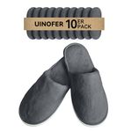 UINOFER Spa Slippers, Disposable Hotel Cotton Velvet Closed Toe Slippers for Home, Bedroom, Bathroom, Indoor, Hotel or Commercial Use (10 Pack Combo Grey)