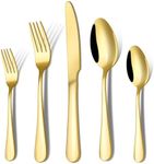 20-Piece Gold Silverware Set, ENLOY Flatware Cutlery Set Stainless Steel Utensils Service for 4, Heavy Duty Gift and Dishwasher Safe, Mirror Polished Dinner Knife, Fork, Spoon for Restaurant