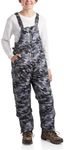 Cherokee Kids’ Snow Bib – Boys and Girls Insulated Ski Pants Overalls (4-18), Size 8-10, Black Camo