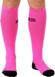 Zensah Fresh Legs Compression Socks - Graduated Support Stockings - Great for Travel, Nurses, Maternity, Everyday Wear, Running (Neon Pink, Large)