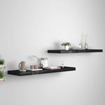 ANTICO WOODENIA® Wooden Floating Wall Shelf| Wall Mount| Wall Rack| Wall Bracket for Home and Office Decor | Big Mounted Cabinets (Large, Set of 2, Black)
