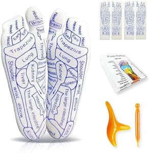 KECIZ Reflexology Socks Set, 2 Pairs Acupressure Socks with Trigger Point Sticks and Pressure Point Map,Foot Massage Socks for Tired Relieve, Pain Relief, Woman Size 5-8.5