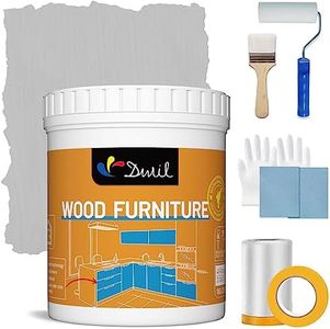 DWIL Acrylic Wood Paint for Furniture - Semi-Gloss Paint Suitable for Wood Surface Renovation, Water-Based All match Paint, Non-Toxic & Odorless, Eco-Friendly & Healthy (32oz with Tools, Light Grey)