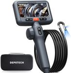 DEPSTECH Dual Lens 210° Two-Way Articulating Endoscope Inspection Camera, 1080P HD Borescope with Light, 4.5'' IPS Screen, 8.5mm Probe, 1.5M Waterproof Flexible Snake Camera for Automotive Wall Engine