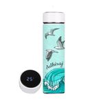 Chillaao Personalised Designer Temprature Smart Vacuum Insulated Thermos Hot & Cold Water with LED Temperature Display Stainless Steel for Gym Yoga, Kids, Boys, Girls, Workout (Sea Green)