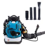 Professional 100cc 4-Stroke Gasoline Backpack Leaf Blower, Cordless Outdoor Power Tool with 2.0L Fuel Tank, Turbo Speed 10000 RPM for Snow, Garden, Residential and Commercial(Blue)
