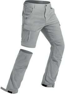 Men's Hiking Convertible Pants Water Resistant Quick Dry Lightweight Zip Off Stretch Outdoor Fishing Pants Light Grey 42W x 32L