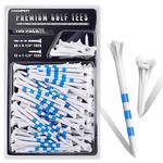 CHAMPKEY Premium 3 Prongs Plastic Golf Tees 50 Pack(40 Driver Tees with 10 Iron) / 100 Pack(85 Driver Tees with 15 Iron) Hybrid Tees Mixed Pack (85 Driver Tees with 15 Iron, 100)