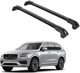 ERKUL Heavy Duty 220lbs Roof Rack Cross Bars for Volvo XC90 2016-2026 | Solid Metal Mounts | Aluminum Crossbars with Anti Theft Lock for Rooftop - Compatible with Flush Rails - Black