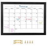 Umtiti Monthly Calendar Dry Erase Whiteboard(27 x 37 cm),Black Wood Frame, Magnetic Surface Whiteboard for Planning/Schedule/ School Timetable/Memo, Hanging Board for Office, School and Home(Black-2737B,CA)