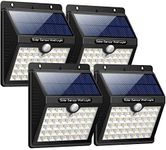 iPosible Solar Lights Outdoor, 180°Super Bright 46 LED, Solar Security Light Solar Motion Sensor Light Solar Powered Lights Waterproof Wall Lights with 3 Modes for Garden-4 Pack, Black